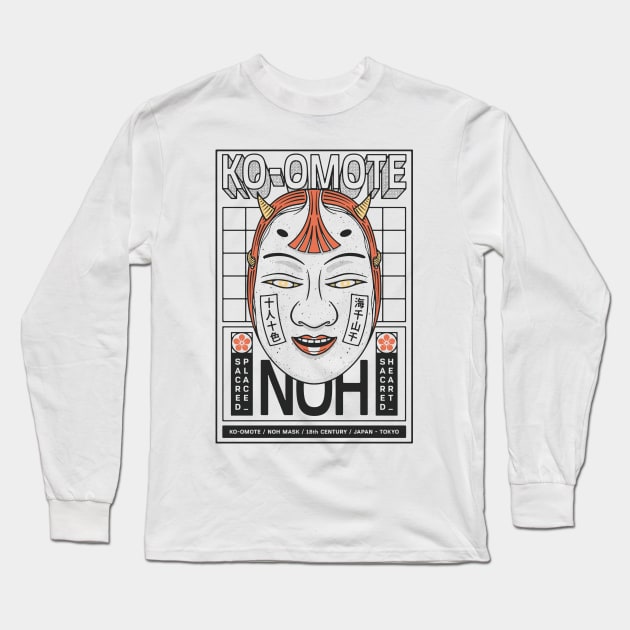 Noh Mask Long Sleeve T-Shirt by RyanRagnini